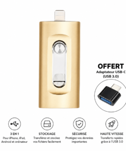 Clé USB 3-en-1 Téléphone – iPhone, Android & PC (Haute Vitesse)